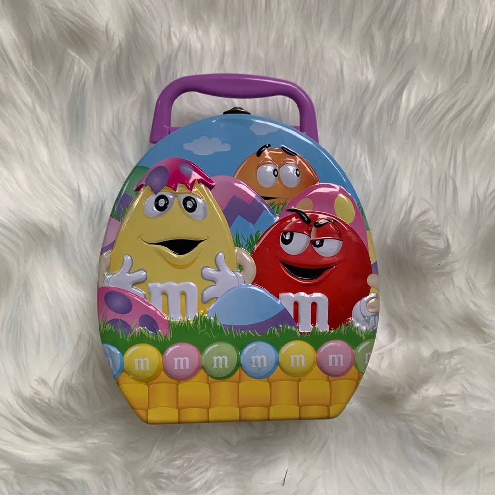 M&M's Easter Egg Metal Lunchbox Tin Basket Collectible Y2K Vintage